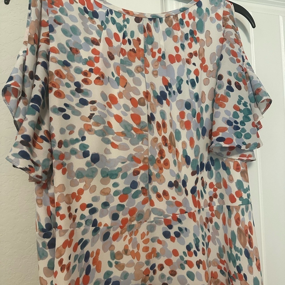 Anthropologie Maeve Flutter Sleeve High Low Dress Watercolor Dot Size‎ Small - Picture 11 of 13